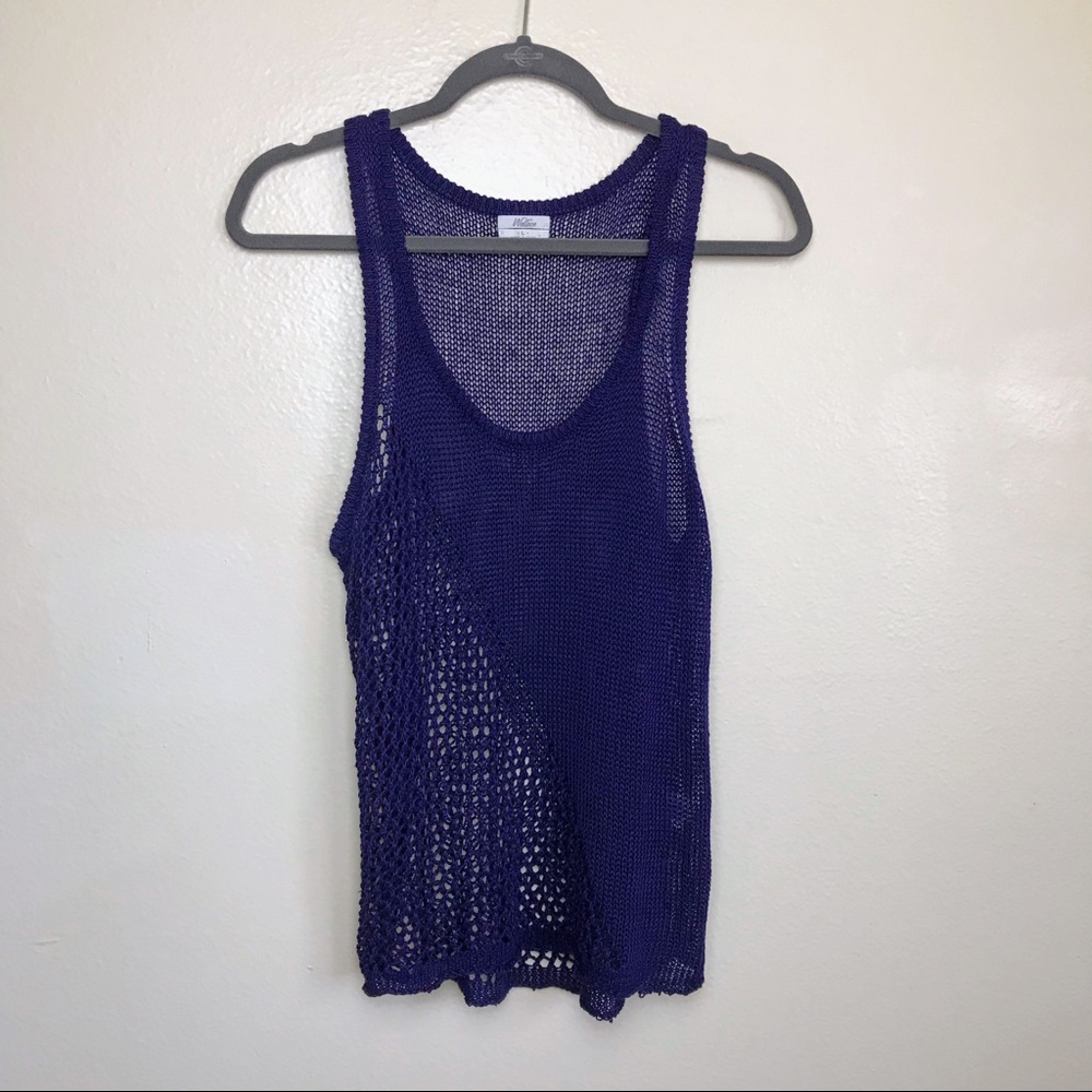 Madewell Crossknit Linen Knit Tank Top Blue Large